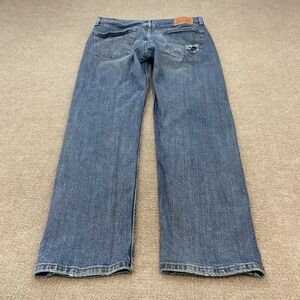 Levis 505 Jeans Mens Size 36x32 Straight Leg Blue Medium Wash Distressed Denim